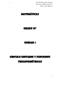 Matemáticas Grado 10º Unidad 1 Circulo unitario y funciones