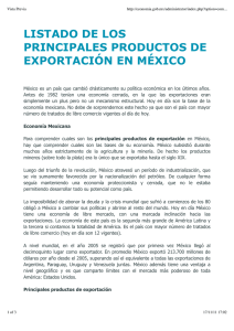 listado de los principales productos de exportaci&oacute;n en m&eacute;xico