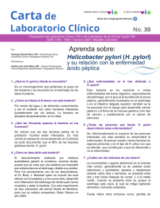 Carta 30. Aprenda sobre: "helicobacter pylori (H.pylori)"