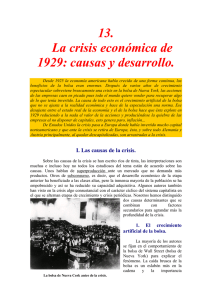 13. La crisis económica de 1929: causas y desarrollo.