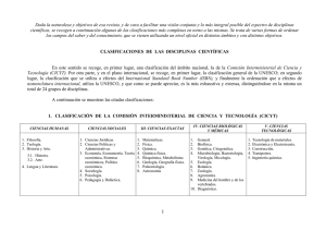 Clasificaciones de las disciplinas científicas.