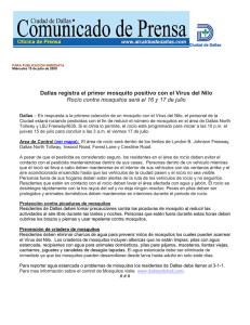 Dallas registra el primer mosquito positivo con el Virus del Nilo