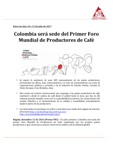 Colombia ser&aacute; sede del Primer Foro Mundial de Productores de Caf&eacute;