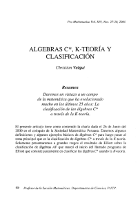 algebras c*, k-teoría y clasificación