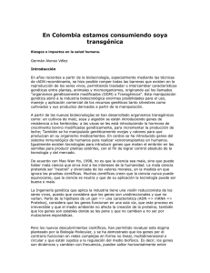 En Colombia estamos consumiendo soya transgénica