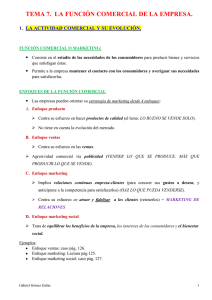 TEMA 7. LA FUNCIÓN COMERCIAL DE LA EMPRESA.
