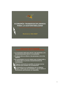 Econom&iacute;a Transdisciplinaria para el Desarrollo sostenible