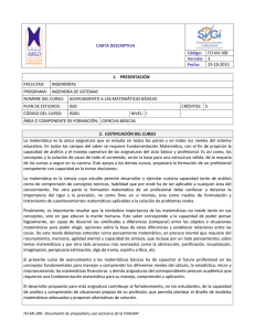 CARTA DESCRIPTIVA C&oacute;digo: FO-MI-108 Versi&oacute;n: 3 Fecha