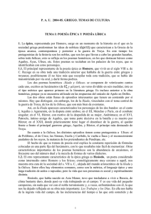 P. A. U. 2004-05. GRIEGO. TEMAS DE CULTURA TEMA I: POESÍA