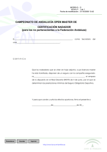 Modelo O: Certificado de nadador NO perteneciente a la