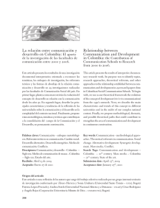 La relación entre comunicación y desarrallo en Colombia El aporte