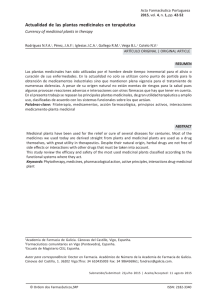 Actualidad de las plantas medicinales en terapéutica