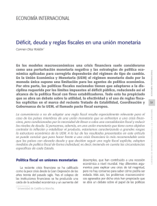 Déficit, deuda y reglas fiscales en una unión monetaria ECONOMÍA