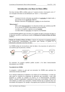 Introducción a las Bases de Datos (BDs)