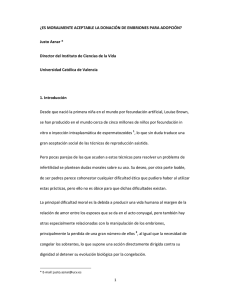 ¿Es moralmente aceptable la donación de embriones para adopción?