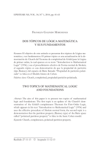 dos tópicos de lógica matemática y sus fundamentos two topics of