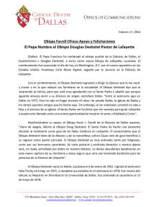 El Papa Nombra al Obispo Douglas Deshotel Pastor de Lafayette