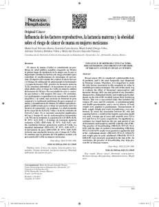 Influencia de los factores reproductivos, la lactancia materna y la