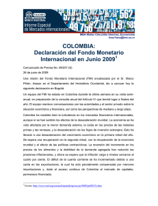 COLOMBIA: Declaración del Fondo Monetario Internacional en