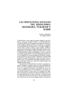 las ideologías sociales del hinduismo: shankara, tukaram y kabir