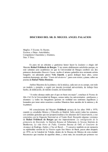 Laudatio del padrino, Dr. D. Miguel Ángel Palacios