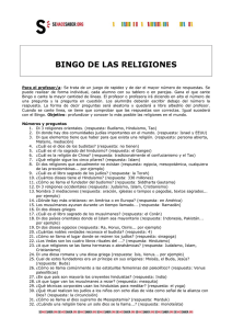 BINGO DE LAS RELIGIONES
