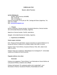 CV. de Dr. Mario Navarro - Facultad de Humanidades, Ciencias