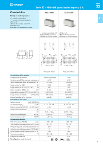 Características Serie 32 - Mini-relé para circuito impreso 6 A