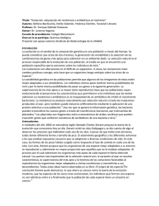 Evolución: adquisición de resistencia a antibióticos en bacterias