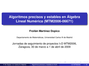 Algoritmos precisos y estables en Álgebra Lineal Numérica