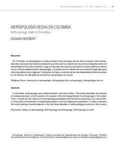 antropología hecha en colombia - Revista Antropologías del Sur