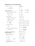 Mathematics 30-1 Formula Sheet