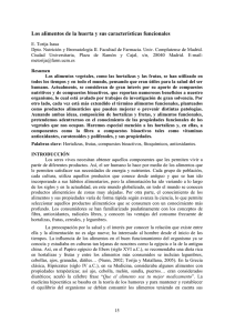 Los alimentos de la huerta y sus características funcionales