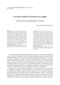 Corrientes actuales de Filosofía de la religión Current trends in