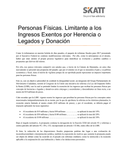 Personas Físicas. Limitante a los Ingresos Exentos por Herencia o