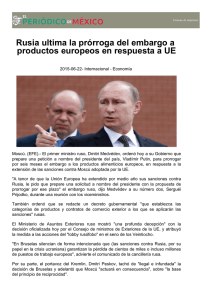Rusia ultima la prórroga del embargo a productos europeos en