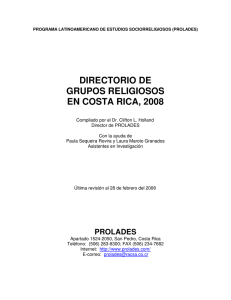 Directorio de Grupos Religiosos en Costa Rica, 2008