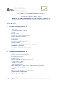 Contenidos mínimos de Inglés por niveles