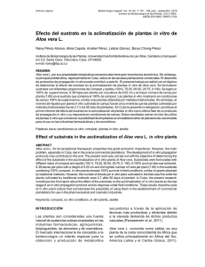 Efecto del sustrato en la aclimatización de plantas in vitro de Aloe