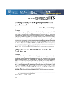 Con ver gen cia en pro duc to per c&aacute; pi ta: Evi den cia para Sura m&eacute;