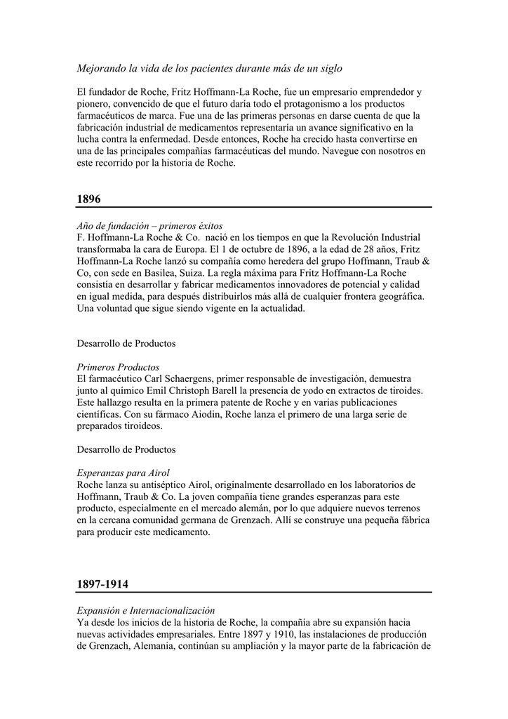 Explore La Historia De Roche Explore La Historia De Roche