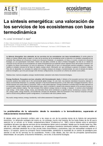 La síntesis emergética: una valoración de los servicios de los