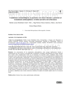 Condiciones estomatológicas en pacientes con cáncer durante y
