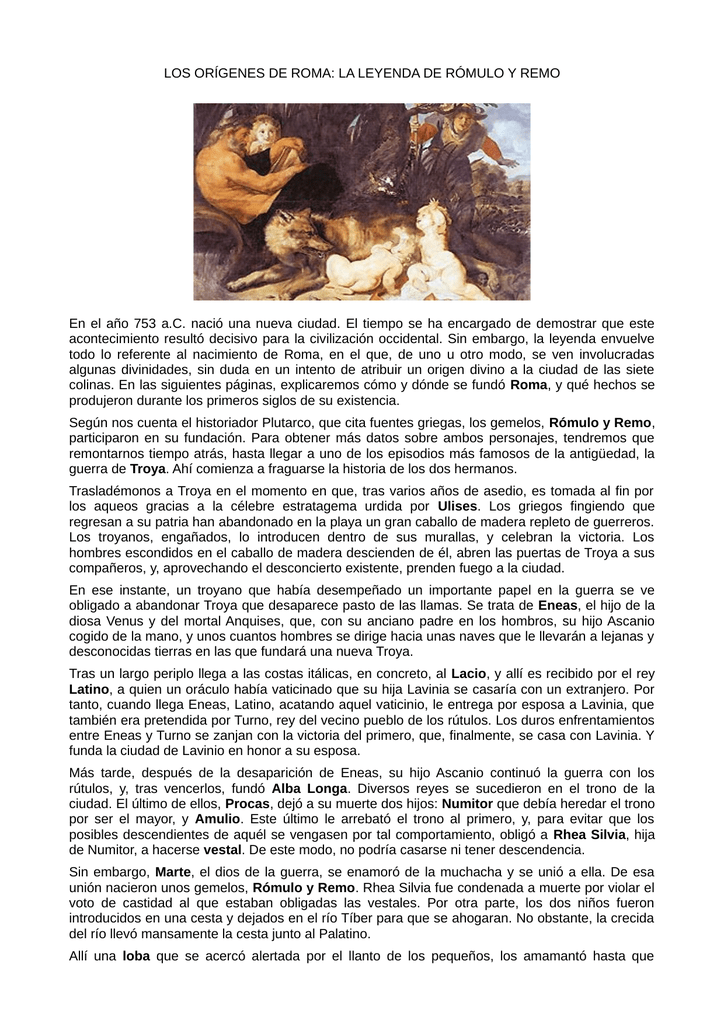 Los Origenes De Roma La Leyenda De Romulo Y Remo