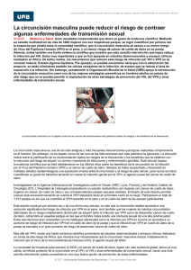 La circuncisión masculina puede reducir el riesgo de contraer