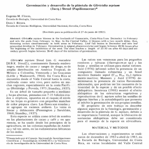 Germinación y desarrollo de la plántula de Gliricidia sepium (Jacq.)