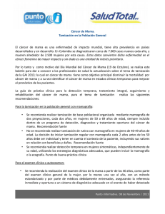 Cáncer de Mama. Tamización en la Población General