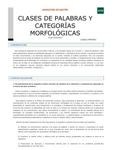 clases de palabras y categorías morfológicas