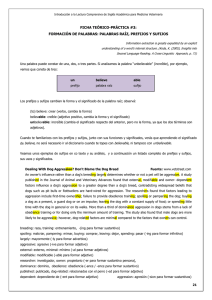 formación de palabras: palabras raíz, prefijos y sufijos