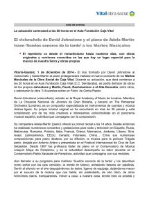 El violonchelo de David Johnstone y el piano de Adela Martín traen